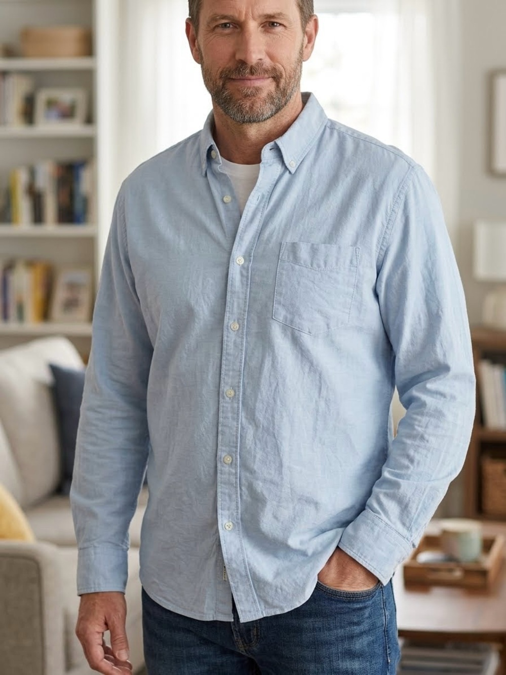 Sonoma light blue long-sleeve button-up